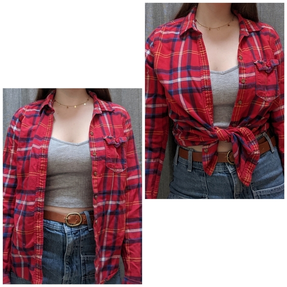 Abercrombie & Fitch Tops - 3/$25 A&F Red Plaid Button Down